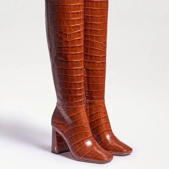 🍂SOLD OUT Sam Edelman Brown Croc Knee high - Picture 1 of 5
